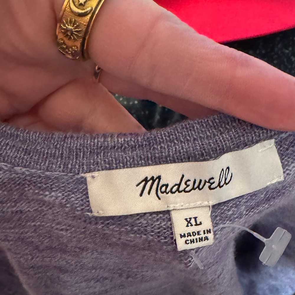 Madewell Summer Ryder Cardigan Sweater XL Blue Open Front Cotton Blend - Picture 2 of 4